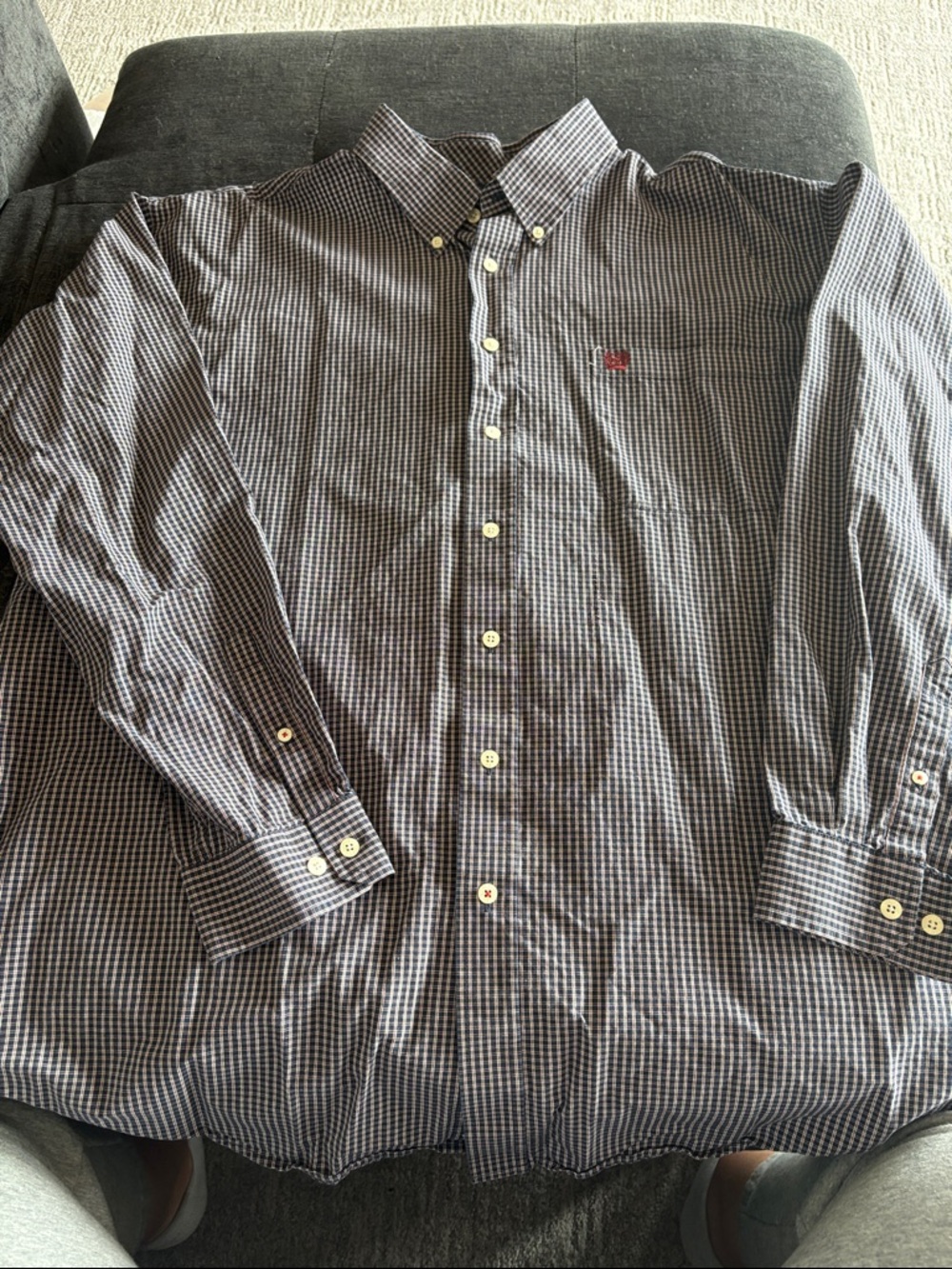 Cinch Men's Button-Down Shirt - Black, Red, and White Micro-Check with Red Logo